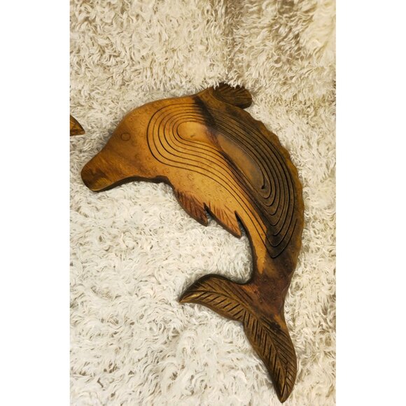 Wooden Collapsible Dolphin Bowl, Set of 2 - Picture 10 of 16